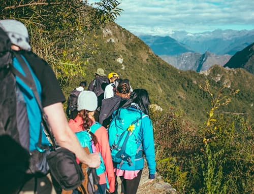 People hiking on a mountain trail